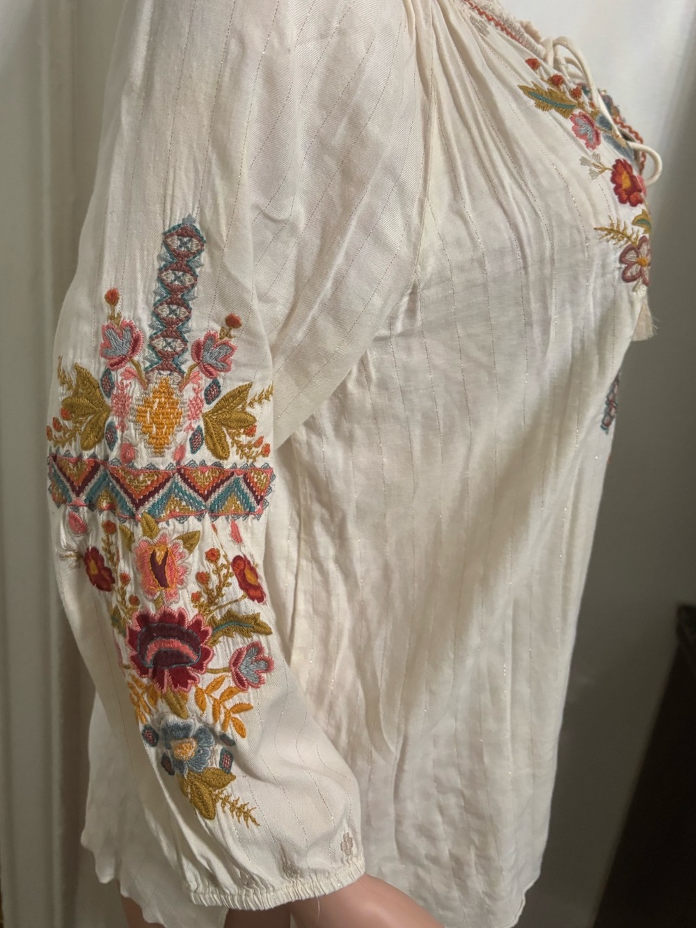 JOHNNY WAS Women’s Embroidered Peasant Blouse - Picture 9 of 13